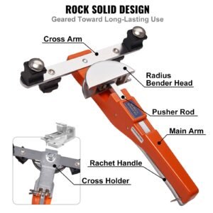 pipe tube bender, 1/4" 7/8" o.d. ratcheting tubing bender, 90° forward/reverse pipes bending tools with 7 dies and pipe cutter for hvac air conditioning refrigerator repair