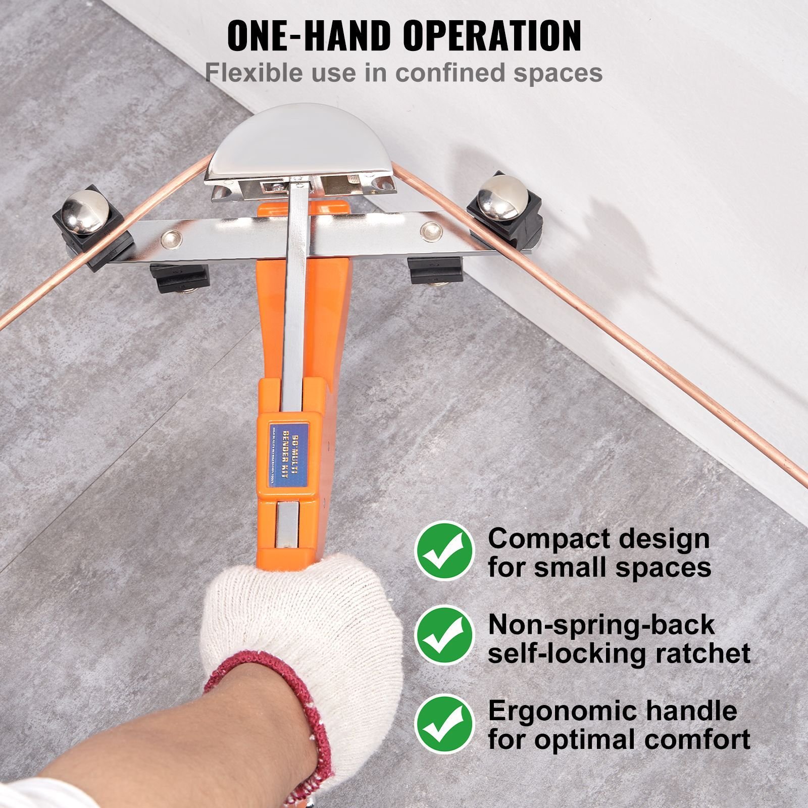 pipe tube bender, 1/4" 7/8" o.d. ratcheting tubing bender, 90° forward/reverse pipes bending tools with 7 dies and pipe cutter for hvac air conditioning refrigerator repair