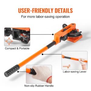 pipe tube bender, 3/8" to 1" od manual pipe tube bender with 7 bending dies, 180° copper aluminum pipes bending tools for hvac air conditioning refrigerator auto repair