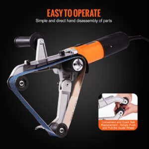 pipe tube polisher sander, 1000w pipe belt sander with 6 variable speeds 1100 3200rpm, professional belt sander grinding machine with 50pcs sanding belts for burnishing finishing rust removal