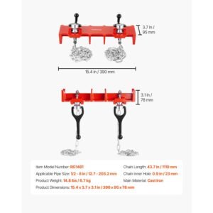 pipe welding vise, 1/2" to 8" pipe welding clamp with dual chains & crank handles, heavy duty cast iron welding vise for a variety of pipes