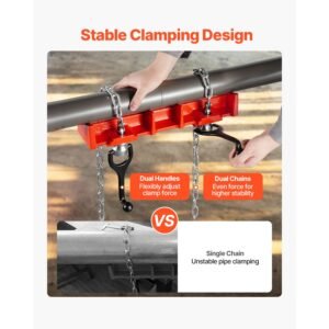 pipe welding vise, 1/2" to 8" pipe welding clamp with dual chains & crank handles, heavy duty cast iron welding vise for a variety of pipes