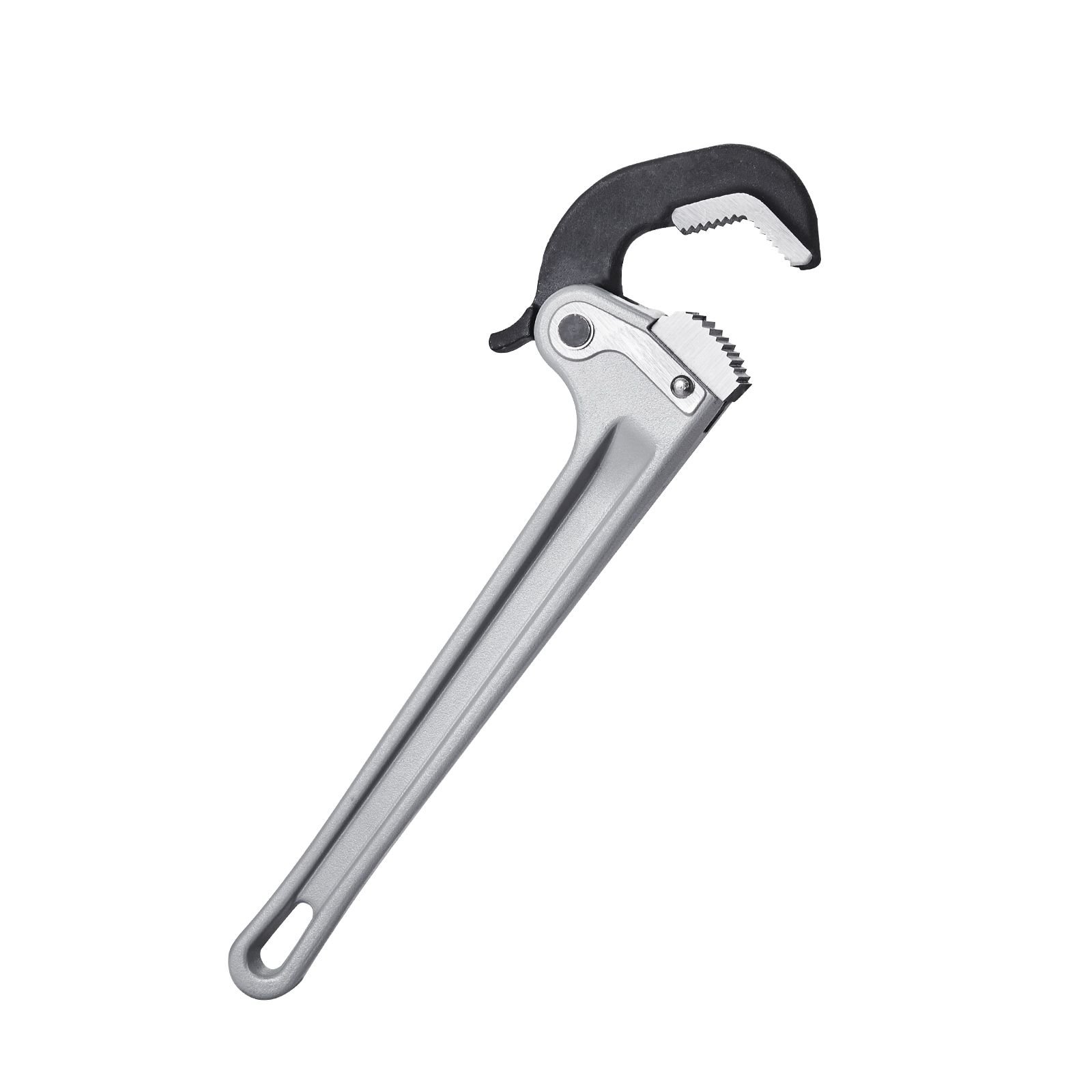 pipe wrench, 14" aluminum straight pipe wrench, automatic jaw adjustment, adjustable plumbing wrench, easy to carry, ergonomic handle, hangable design, for water pipes, automotive repairs