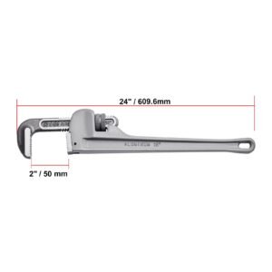 pipe wrench, 24" aluminum straight pipe wrench, adjustable plumbing wrench, with high strength jaw and ergonomic handle, easy to carry, hangable design, for water pipes, automotive repairs