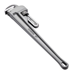 pipe wrench, 24" aluminum straight pipe wrench, adjustable plumbing wrench, with high strength jaw and ergonomic handle, easy to carry, hangable design, for water pipes, automotive repairs