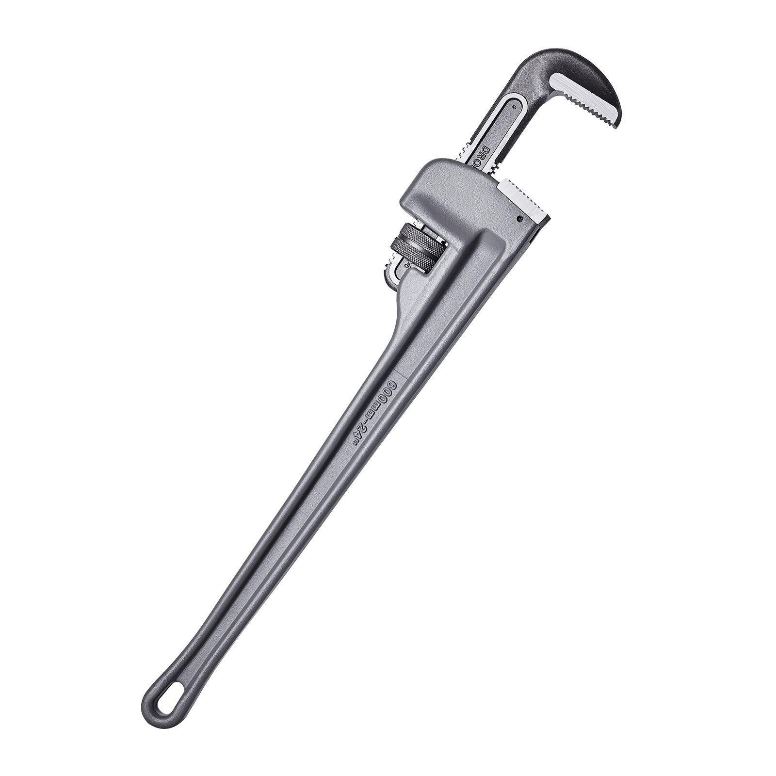 pipe wrench, 24" aluminum straight pipe wrench, adjustable plumbing wrench, with high strength jaw and ergonomic handle, easy to carry, hangable design, for water pipes, automotive repairs