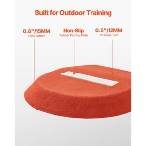 pitching mound, portable baseball game mound, 42 in indoor outdoor pitching practice and training equipment, one piece softball pitching aids with antifade turf and pitching rubber