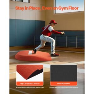pitching mound, portable baseball game mound, 42 in indoor outdoor pitching practice and training equipment, one piece softball pitching aids with antifade turf and pitching rubber