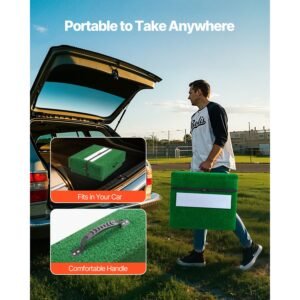 pitching mound, portable baseball pitcher's mound, 77 in iindoor outdoor pitching practice and training equipment, softball pitching aids with antifade turf, pitching rubber, carry handles