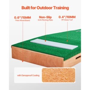 pitching mound, portable baseball pitcher's mound, 85 in indoor outdoor pitching practice and training equipment, softball pitching aids with antifade turf, pitching rubber, adjustable base