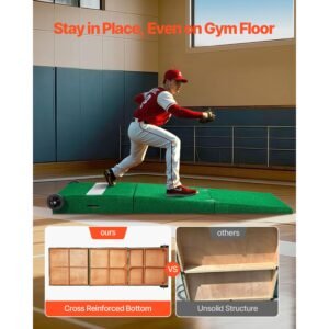 pitching mound, portable baseball pitcher's mound, 90 in iindoor outdoor pitching practice and training equipment, softball pitching aids with antifade turf, pitching rubber, carry handles