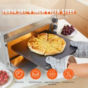 pizza steel, 16" x 14.5" x 1/4" pizza steel plate for oven, pre seasoned carbon steel pizza baking stone with 20x higher conductivity, heavy duty pizza pan for outdoor grill, indoor oven