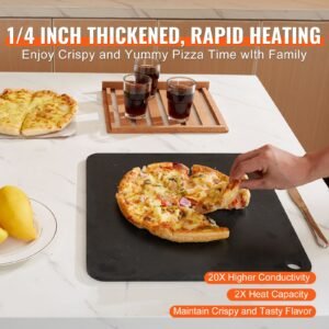 pizza steel, 16" x 14.5" x 1/4" pizza steel plate for oven, pre seasoned carbon steel pizza baking stone with 20x higher conductivity, heavy duty pizza pan for outdoor grill, indoor oven
