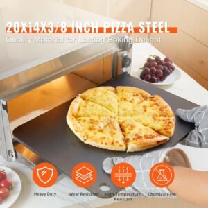 pizza steel, 20" x 14" x 3/8" pizza steel plate for oven, pre seasoned carbon steel pizza baking stone with 20x higher conductivity, heavy duty rustproof pizza pan for outdoor grill, indoor oven