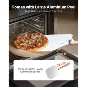pizza stone, 15 in round pizza stone, 0.67 in large cordierite baking stone with metal peel, scrape, 1450fahrenheit heat resistant cooking stones, for kitchen oven, baking pizzas, bbq grilling