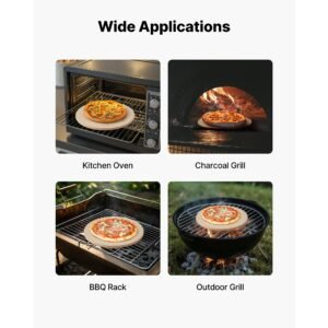 pizza stone, 15 in round pizza stone, 0.67 in large cordierite baking stone with metal peel, scrape, 1450fahrenheit heat resistant cooking stones, for kitchen oven, baking pizzas, bbq grilling