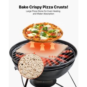 pizza stone, 16 x 14 x 0.6 inch rectangular cordierite pizza stone, large baking stone with scraper, 1450fahrenheit heat resistant cordierite cooking stones for kitchen bake oven, bbq grilling