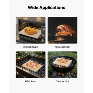 pizza stone, 16 x 14 x 0.6 inch rectangular cordierite pizza stone, large baking stone with scraper, 1450fahrenheit heat resistant cordierite cooking stones for kitchen bake oven, bbq grilling