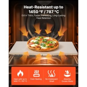 pizza stone, 20 x 14 x 0.6 in rectangular cordierite pizza stone, 1450fahrenheit heat resistant cook stone, extra large baking stone with metal peel, scraper, for kitchen bake oven, bbq grill