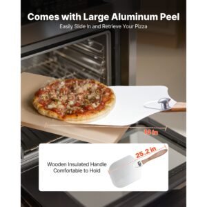 pizza stone, 20 x 14 x 0.6 in rectangular cordierite pizza stone, 1450fahrenheit heat resistant cook stone, extra large baking stone with metal peel, scraper, for kitchen bake oven, bbq grill