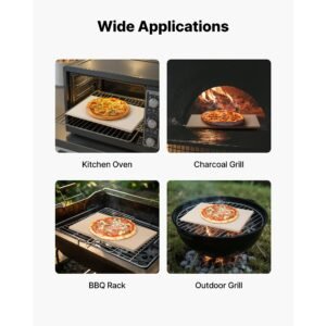 pizza stone, 20 x 14 x 0.6 in rectangular cordierite pizza stone, 1450fahrenheit heat resistant cook stone, extra large baking stone with metal peel, scraper, for kitchen bake oven, bbq grill