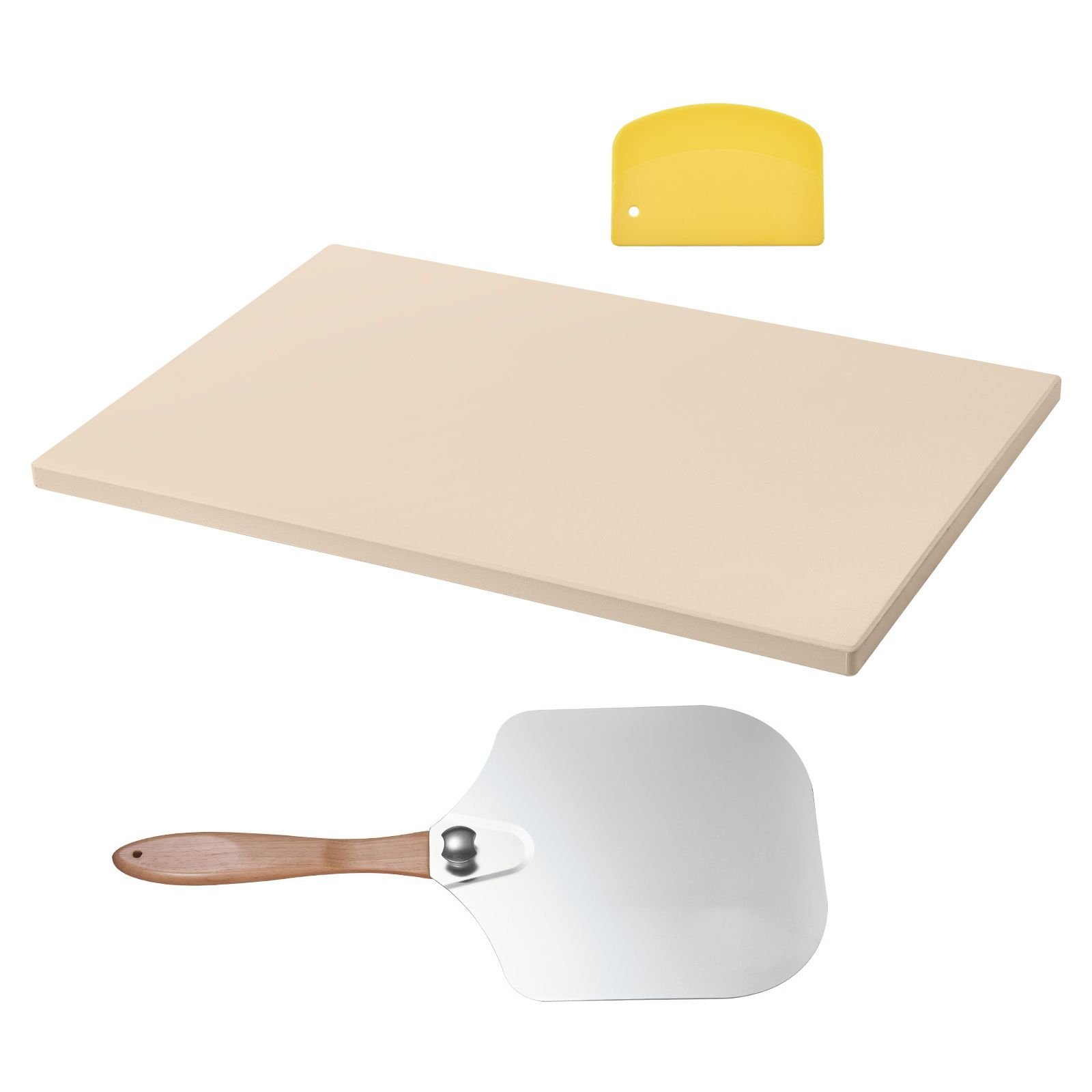 pizza stone, 20 x 14 x 0.6 in rectangular cordierite pizza stone, 1450fahrenheit heat resistant cook stone, extra large baking stone with metal peel, scraper, for kitchen bake oven, bbq grill