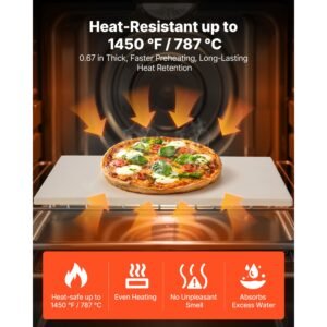 pizza stone, 20 x 14 x 0.67 in rectangular pizza stone, extra large baking stone with scraper, 1450fahrenheit heat resistant cordierite, for oven, bbq griller, baking bread & pizza