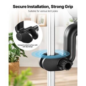 plant fan, grow tent clip on fan rechargeable, usb port with 9 speeds & circulation mode, smart control, powerful oscillating, long runtime for hydroponics circulation cooling, black, 2 pack