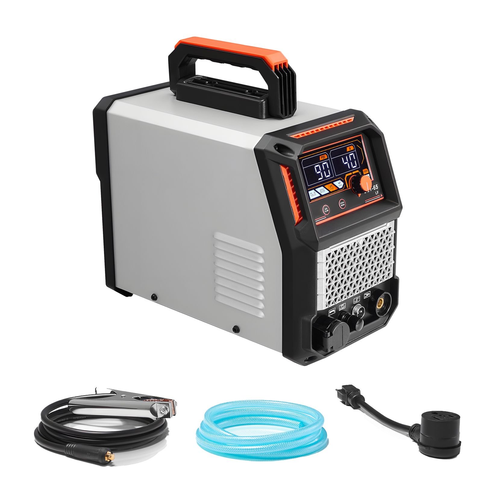 plasma cutter, 65a non touch pilot arc plasma cutting machine non high frequency with 2t/4t function & adjustable pt time, 110v/220v dual voltage digital display igbt inverter