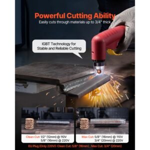 plasma cutter, 65a non touch pilot arc plasma cutting machine non high frequency with 2t/4t function & adjustable pt time, 110v/220v dual voltage digital display igbt inverter