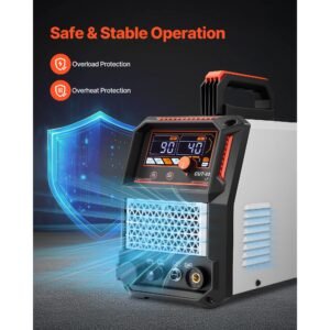 plasma cutter, 65a non touch pilot arc plasma cutting machine non high frequency with 2t/4t function & adjustable pt time, 110v/220v dual voltage digital display igbt inverter