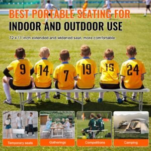 plastic folding bench, 6 ft portable bench for indoor/outdoor picnic party patio camping dining, foldable smooth hdpe seat for garden soccer multipurpose entertaining activities, 2 pack, white
