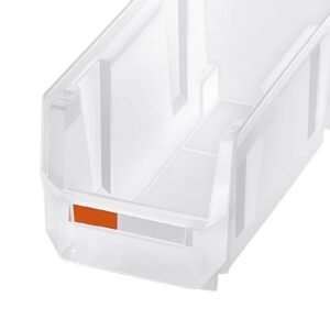 plastic stackable storage bins, 10.9 x 5.5 x 5.1 inch (8 pack), plastic containers for organizing & storage bins for closet, garage, small parts, office supplies, other accessories, transparent