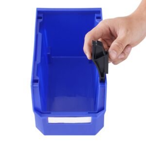 plastic storage bin, (11 inch x 5 inch x 5 inch), hanging stackable storage organizer bin, blue/red, 12 pack, heavy duty stacking containers for closet, kitchen, office, or pantry organization
