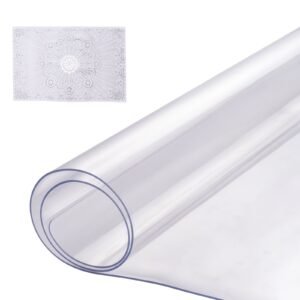 plastic table cover, 16 x 32 inch 1.5 mm thick clear table protector, rectangle pvc desk mat, waterproof & easy cleaning desk pad tablecloth, for office dresser dining room table night stand