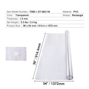 plastic table cover, 36 x 54 inch 1.5 mm thick clear table protector, rectangle pvc desk mat, waterproof & easy cleaning desk pad tablecloth, for office dresser dining room table night stand