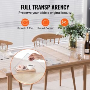 plastic table cover, 40 x 60 inch 2.0 mm thick clear table protector, rectangle pvc desk mat, waterproof & easy cleaning desk pad tablecloth, for office dresser dining room table night stand