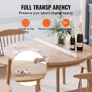 plastic table cover, 42 x 42 inch 2.0 mm thick clear table protector, round pvc desk mat, waterproof & easy cleaning desk pad tablecloth, for office dresser dining room table night stand