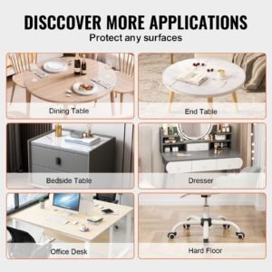 plastic table cover, 42 x 42 inch 2.0 mm thick clear table protector, round pvc desk mat, waterproof & easy cleaning desk pad tablecloth, for office dresser dining room table night stand