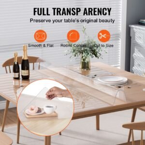 plastic table cover, 54 x 54 inch 1.5 mm thick clear table protector, square pvc desk mat, waterproof & easy cleaning desk pad tablecloth, for office dresser dining room table night stand