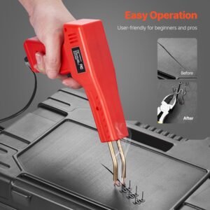 plastic welder, 100w plastic welding gun with 800pcs hot staples, professional hot staple welding gun, plastic car bumper repair kit with led light for kayak, toys, plastic crack repair