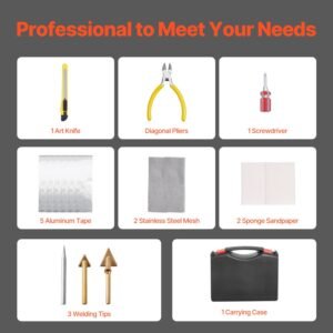 plastic welder kit deluxe, 100w plastic welding gun + 60 w/100w soldering iron, professional plastic repair welding tool with 1000pcs hot staples & 60 rods for car bumper kayak electronics toys