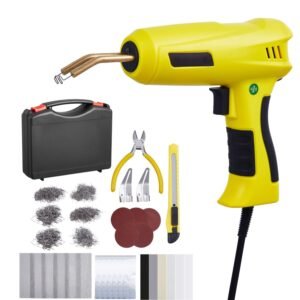 Plastic Welding Kit, 220W Plastic Welder Gun with 1200PCS Hot Staples & 76PCS Welding Rods, Professional Hot Staple Welding Gun with LED Light, Carrying Case for Kayak, Toys, Car Bumper Repair