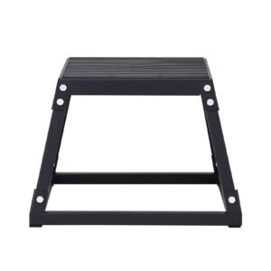 Plyometric Jump Box, 12 Inch Plyo Box, Steel Plyometric Platform and Jumping Agility Box, Anti-Slip Fitness Exercise Step Up Box for Home Gym Training, Conditioning Strength Training, Black