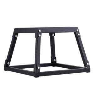 plyometric jump box, 12 inch plyo box, steel plyometric platform and jumping agility box, anti slip fitness exercise step up box for home gym training, conditioning strength training, black