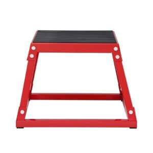 plyometric jump box, 12 inch plyo box, steel plyometric platform and jumping agility box, anti slip fitness exercise step up box for home gym training, conditioning strength training, red