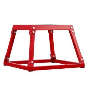 plyometric jump box, 12 inch plyo box, steel plyometric platform and jumping agility box, anti slip fitness exercise step up box for home gym training, conditioning strength training, red