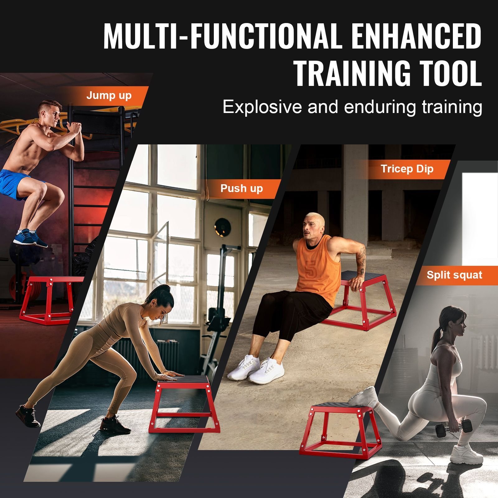 plyometric jump box, 12 inch plyo box, steel plyometric platform and jumping agility box, anti slip fitness exercise step up box for home gym training, conditioning strength training, red