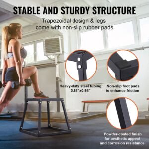 plyometric jump box, 18 inch plyo box, steel plyometric platform and jumping agility box, anti slip fitness exercise step up box for home gym training, conditioning strength training, black