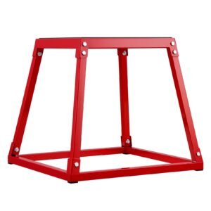 plyometric jump box, 18 inch plyo box, steel plyometric platform and jumping agility box, anti slip fitness exercise step up box for home gym training, conditioning strength training, red